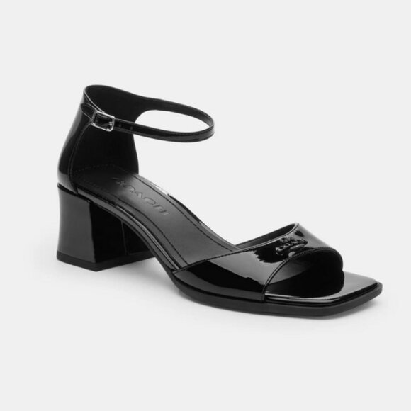 Coach Women's Logo Pat Hel Sandals Open Square Toe Size 9 - Picture 1 of 3